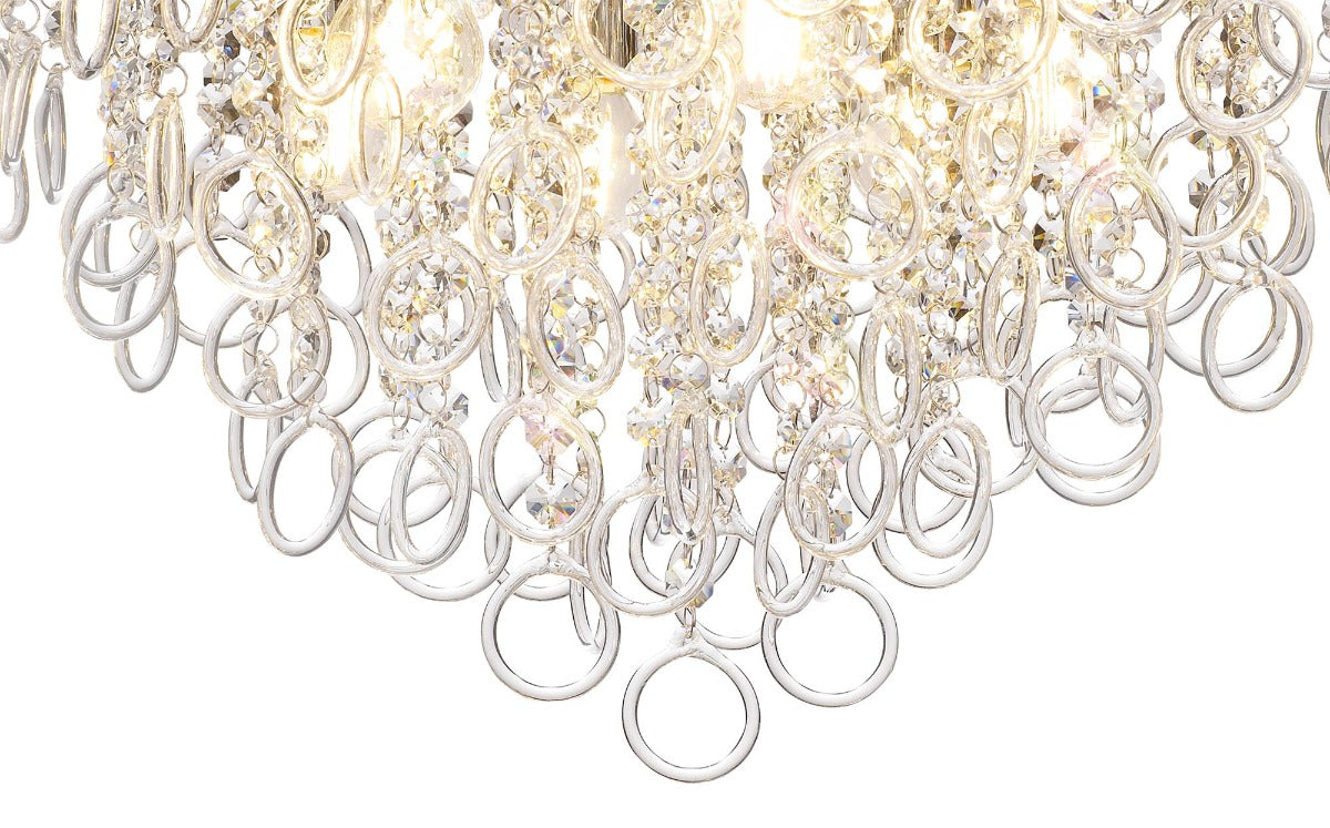 Regent Rambouillet 6 Light Ceiling Light in Polished Chrome with Crystal