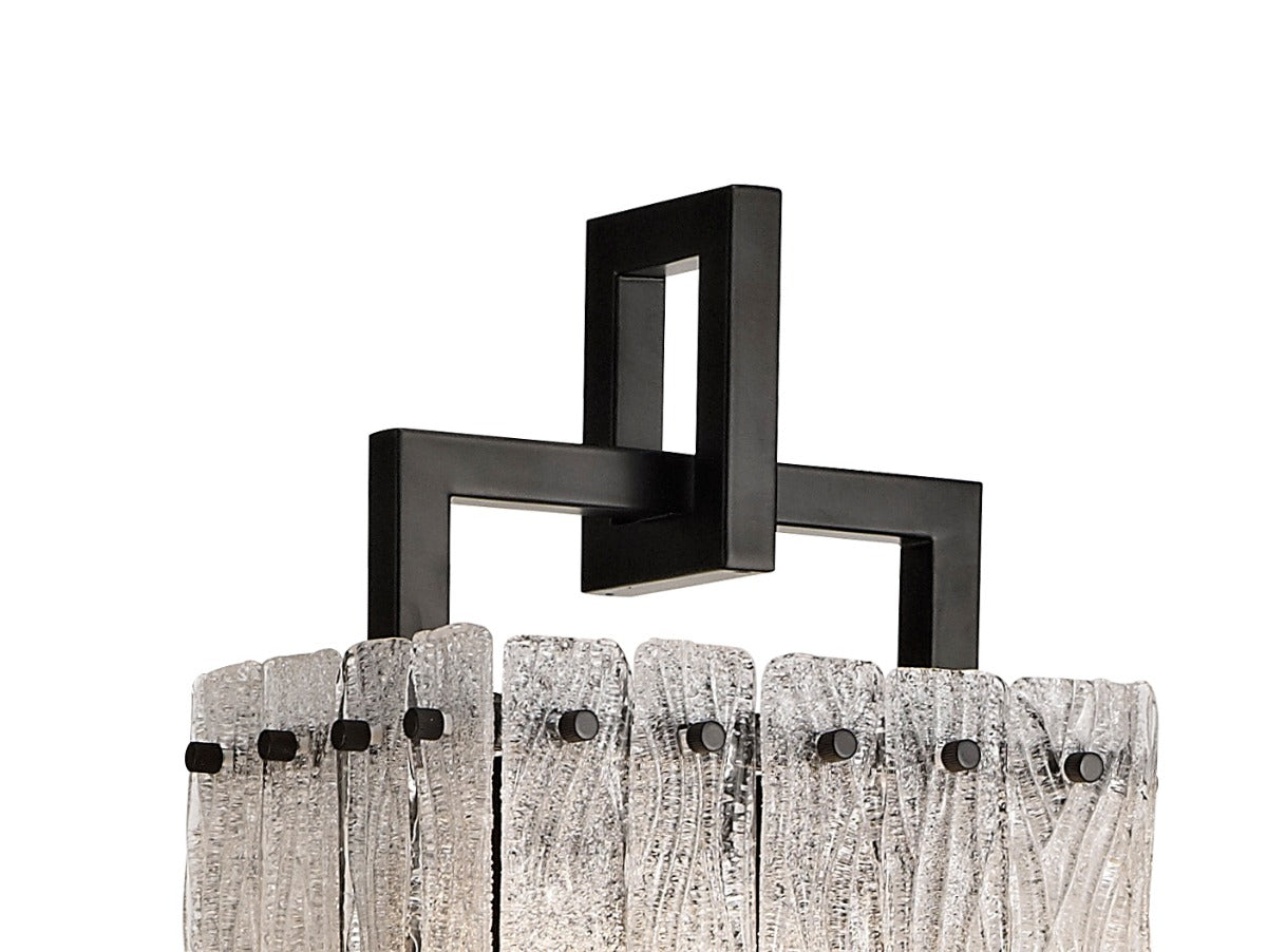 Regent Rodez 2 Light Floor Lamp in Matt Black with Crystal and Sand Glass