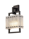 Regent Rodez 2 Light Wall Light in Matt Black with Crystal Sand Glass
