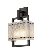 Regent Rodez 2 Light Wall Light in Matt Black with Crystal Sand Glass