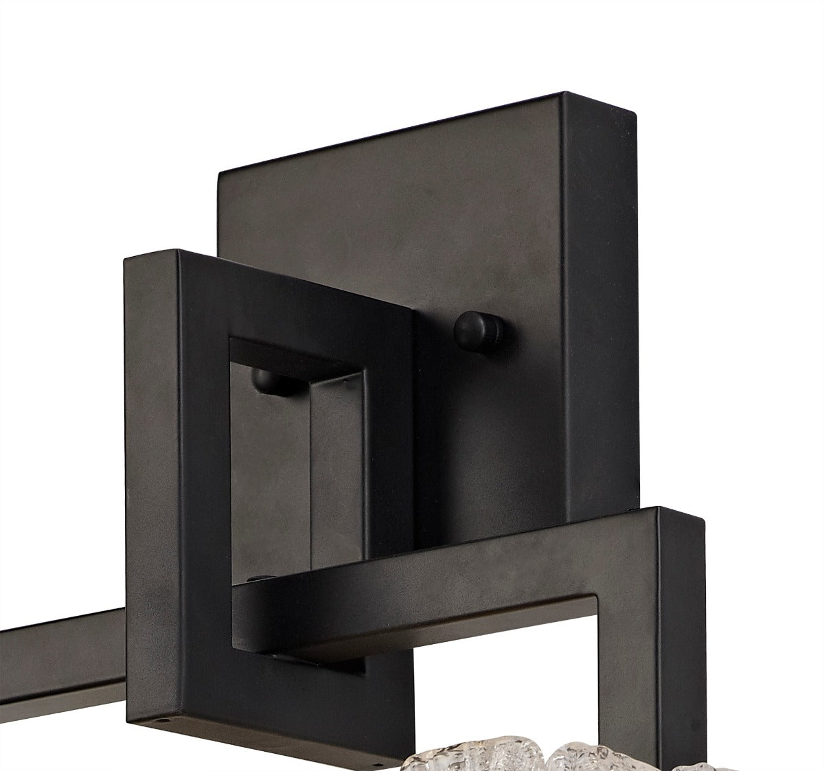 Regent Rodez 2 Light Wall Light in Matt Black with Crystal Sand Glass