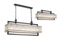 Regent Rodez Large Linear 12 Light Pendant Light in Matt Black with Crystal Sand Glass