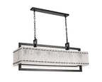 Regent Rodez Large Linear 12 Light Pendant Light in Matt Black with Crystal Sand Glass