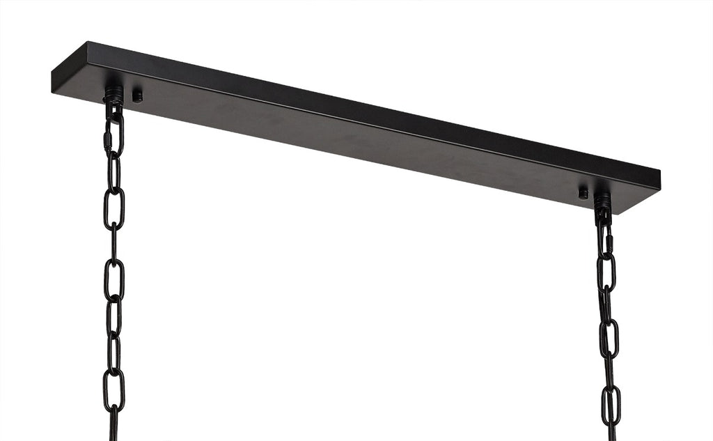Regent Rodez Large Linear 12 Light Pendant Light in Matt Black with Crystal Sand Glass