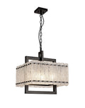Regent Rodez Large Square 5 Light Pendant Light in Matt Black with Crystal and Sand Glass