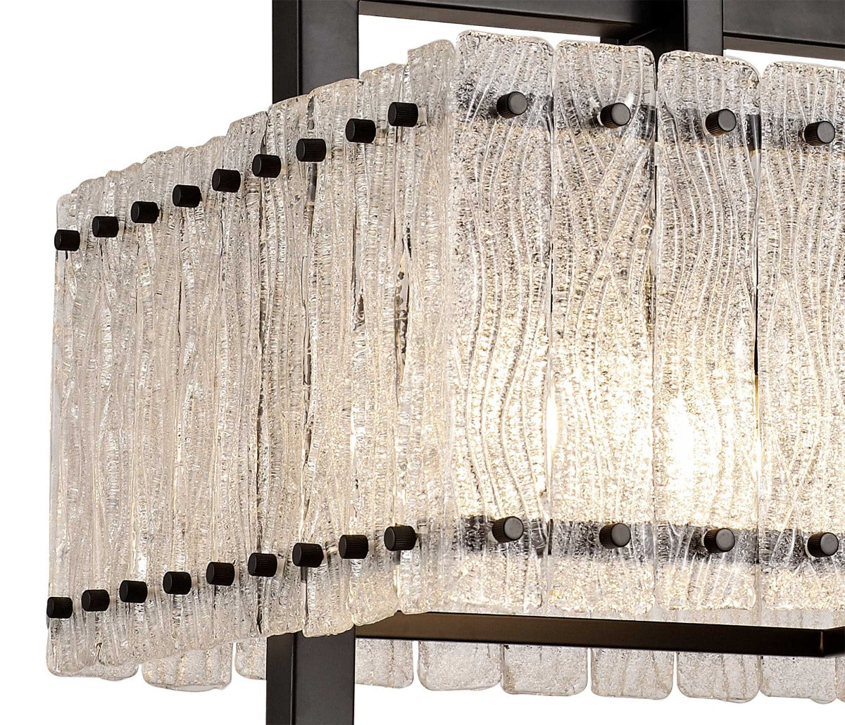 Regent Rodez Large Square 5 Light Pendant Light in Matt Black with Crystal and Sand Glass
