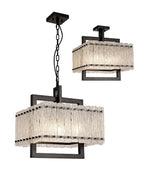 Regent Rodez Large Square 5 Light Pendant Light in Matt Black with Crystal and Sand Glass