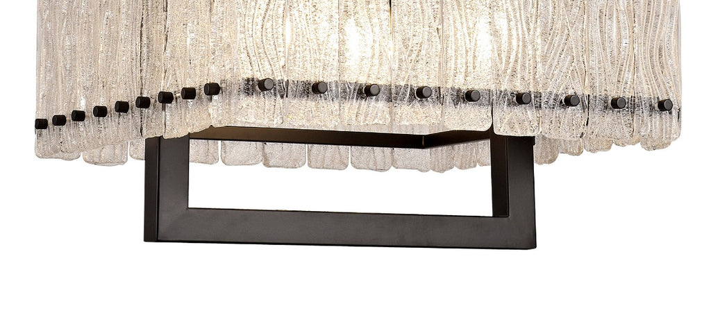 Regent Rodez Large Square 5 Light Pendant Light in Matt Black with Crystal and Sand Glass