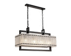 Regent Rodez Medium Linear 8 Light Pendant Light in Matt Black with Crystal and Sand Glass