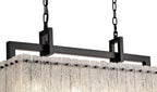 Regent Rodez Medium Linear 8 Light Pendant Light in Matt Black with Crystal and Sand Glass
