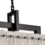 Regent Rodez Medium Linear 8 Light Pendant Light in Matt Black with Crystal and Sand Glass