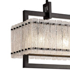 Regent Rodez Medium Linear 8 Light Pendant Light in Matt Black with Crystal and Sand Glass