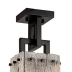 Regent Rodez Small Square 1 Light Pendant Light in Matt Black with Crystal Sand Glass