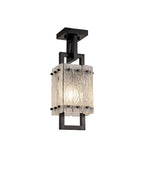Regent Rodez Small Square 1 Light Pendant Light in Matt Black with Crystal Sand Glass
