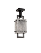 Regent Rodez Small Square 1 Light Pendant Light in Matt Black with Crystal Sand Glass