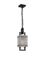 Regent Rodez Small Square 1 Light Pendant Light in Matt Black with Crystal Sand Glass