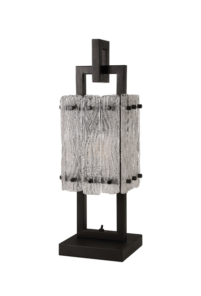 Regent Rodez Table Lamp in Matt Black with Crystal and Sand Glass