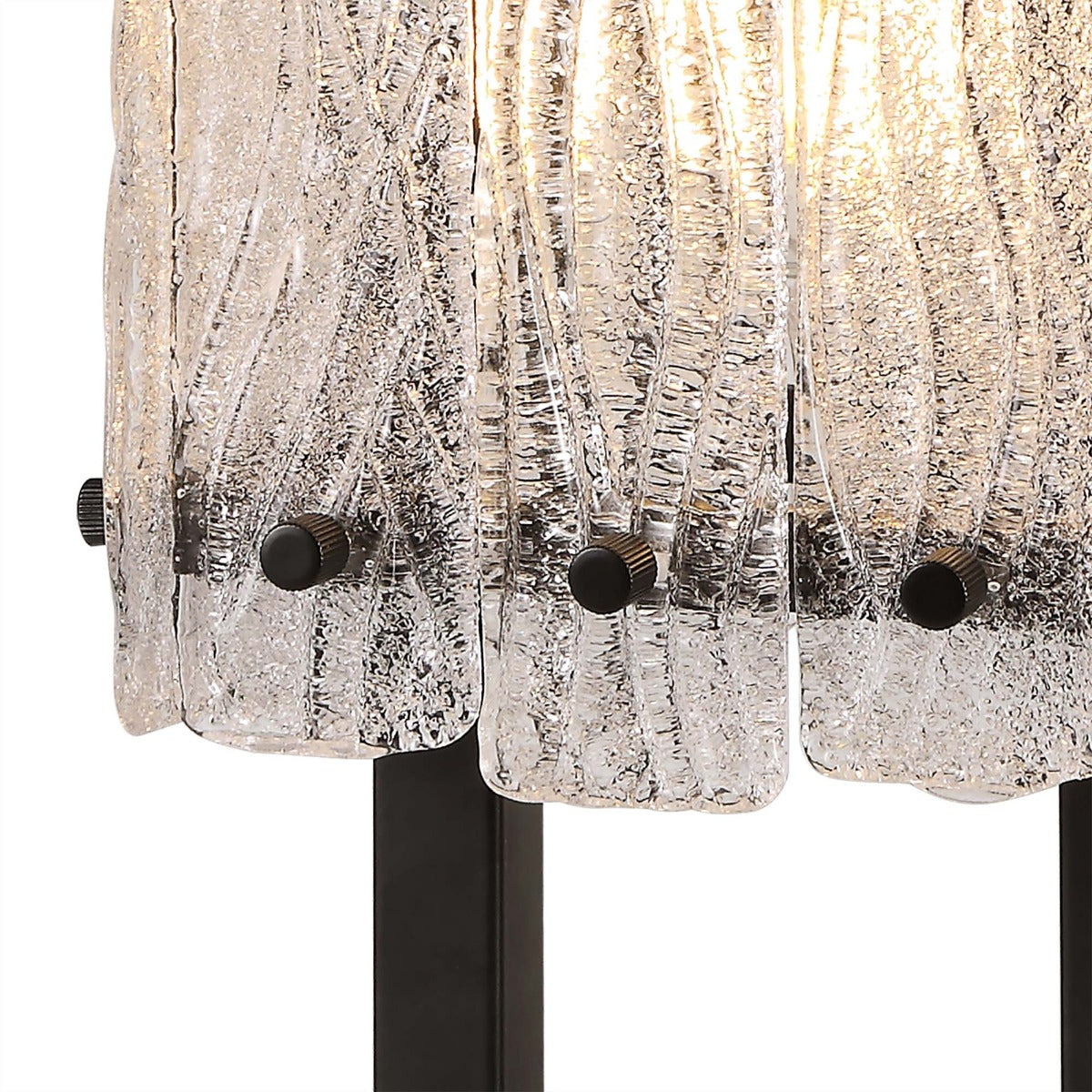 Regent Rodez Table Lamp in Matt Black with Crystal and Sand Glass