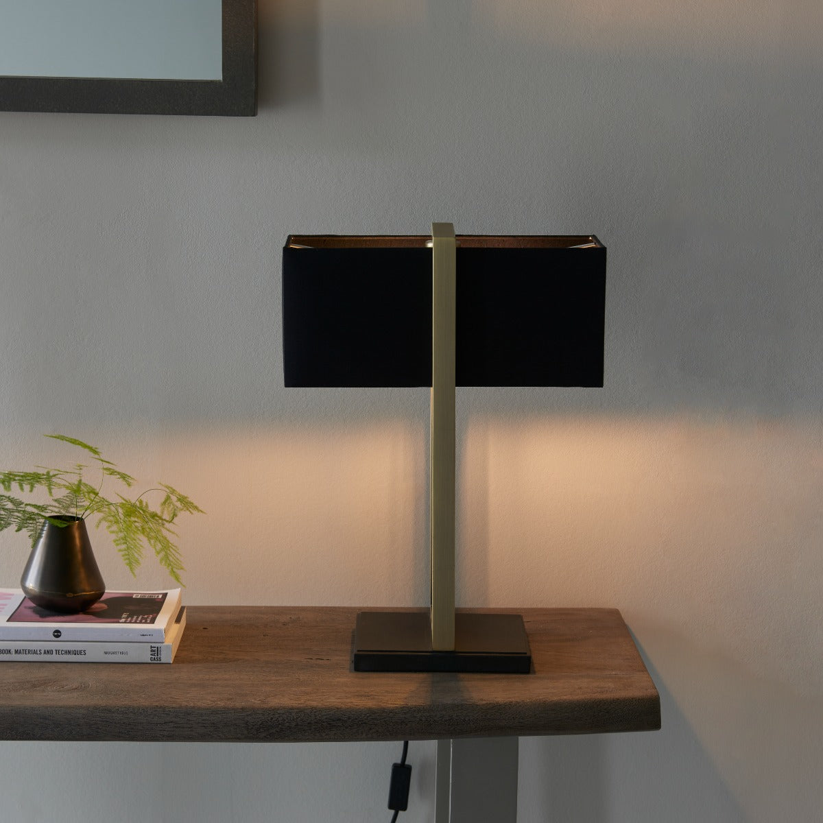 Regent Seattle Table Lamp in Antique Brass with Black Shade