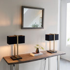Regent Seattle Table Lamp in Antique Brass with Black Shade