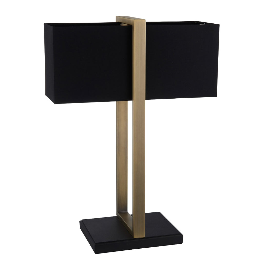 Regent Seattle Table Lamp in Antique Brass with Black Shade