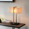 Regent Seattle Table Lamp in Satin Nickel with Natural Shade