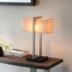 Regent Seattle Table Lamp in Satin Nickel with Natural Shade