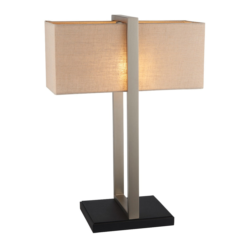 Regent Seattle Table Lamp in Satin Nickel with Natural Shade