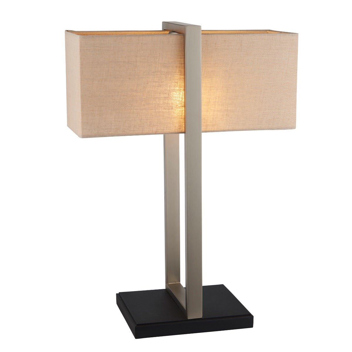 Regent Seattle Table Lamp in Satin Nickel with Natural Shade
