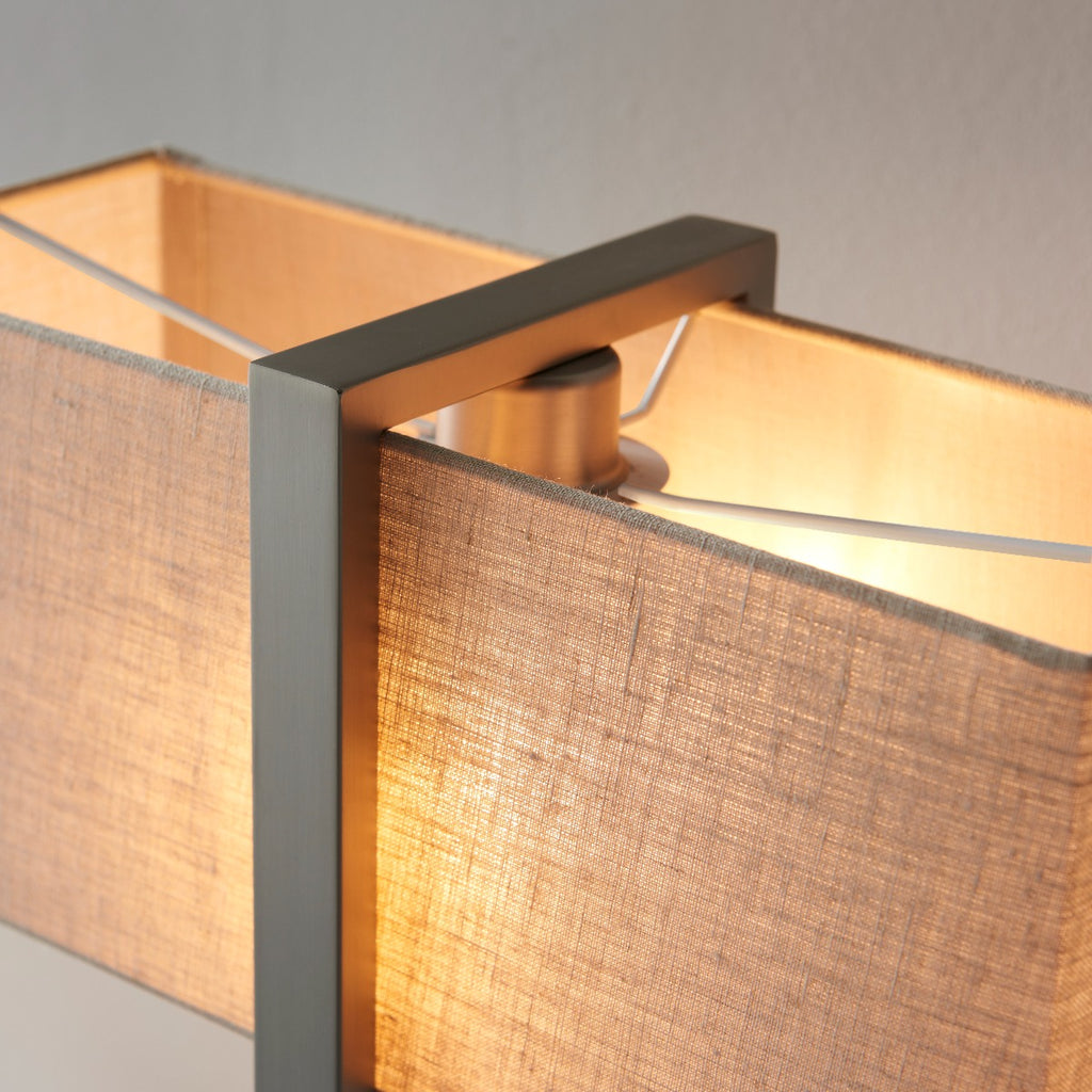 Regent Seattle Table Lamp in Satin Nickel with Natural Shade