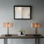 Regent Seattle Table Lamp in Satin Nickel with Natural Shade