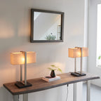Regent Seattle Table Lamp in Satin Nickel with Natural Shade