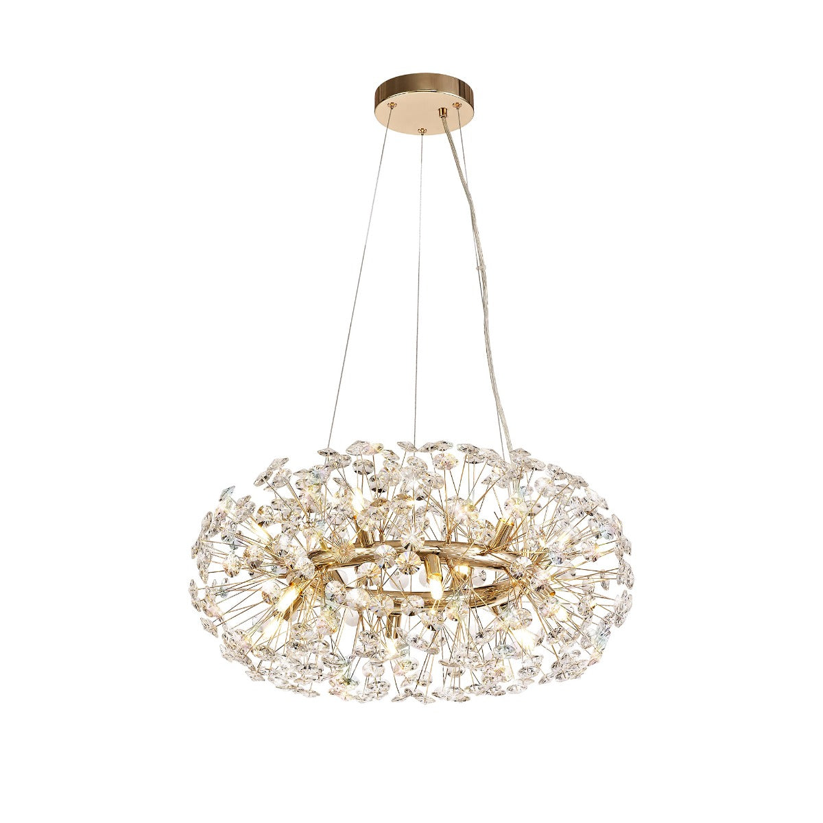 Regent Seyne 12 Light Pendant Light in French Gold with Crystal
