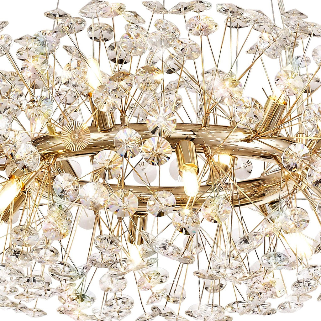 Regent Seyne 12 Light Pendant Light in French Gold with Crystal