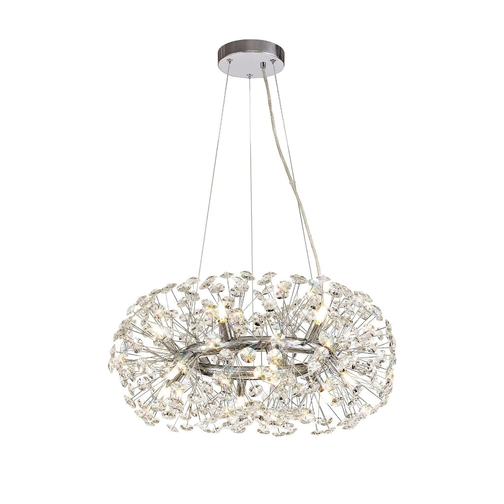 Regent Seyne 12 Light Pendant Light in Polished Chrome with Crystal