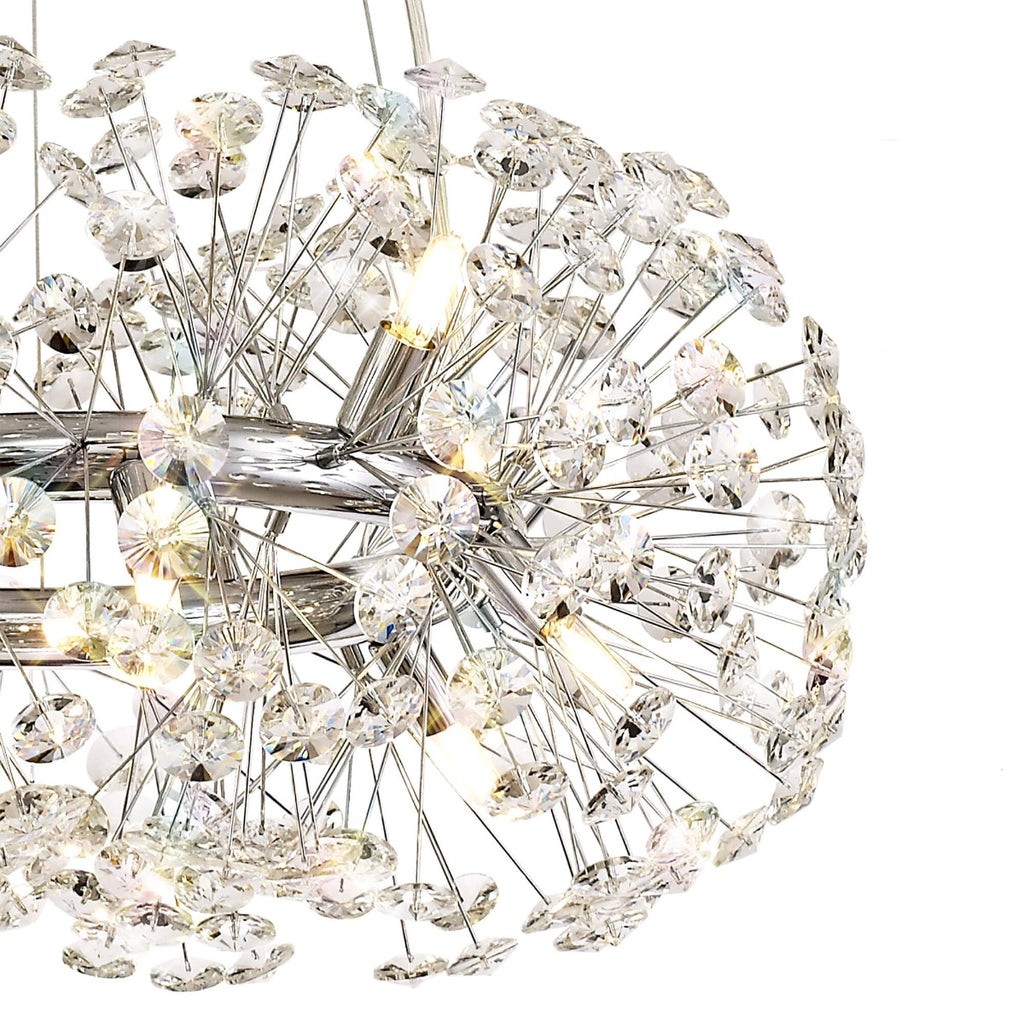 Regent Seyne 12 Light Pendant Light in Polished Chrome with Crystal