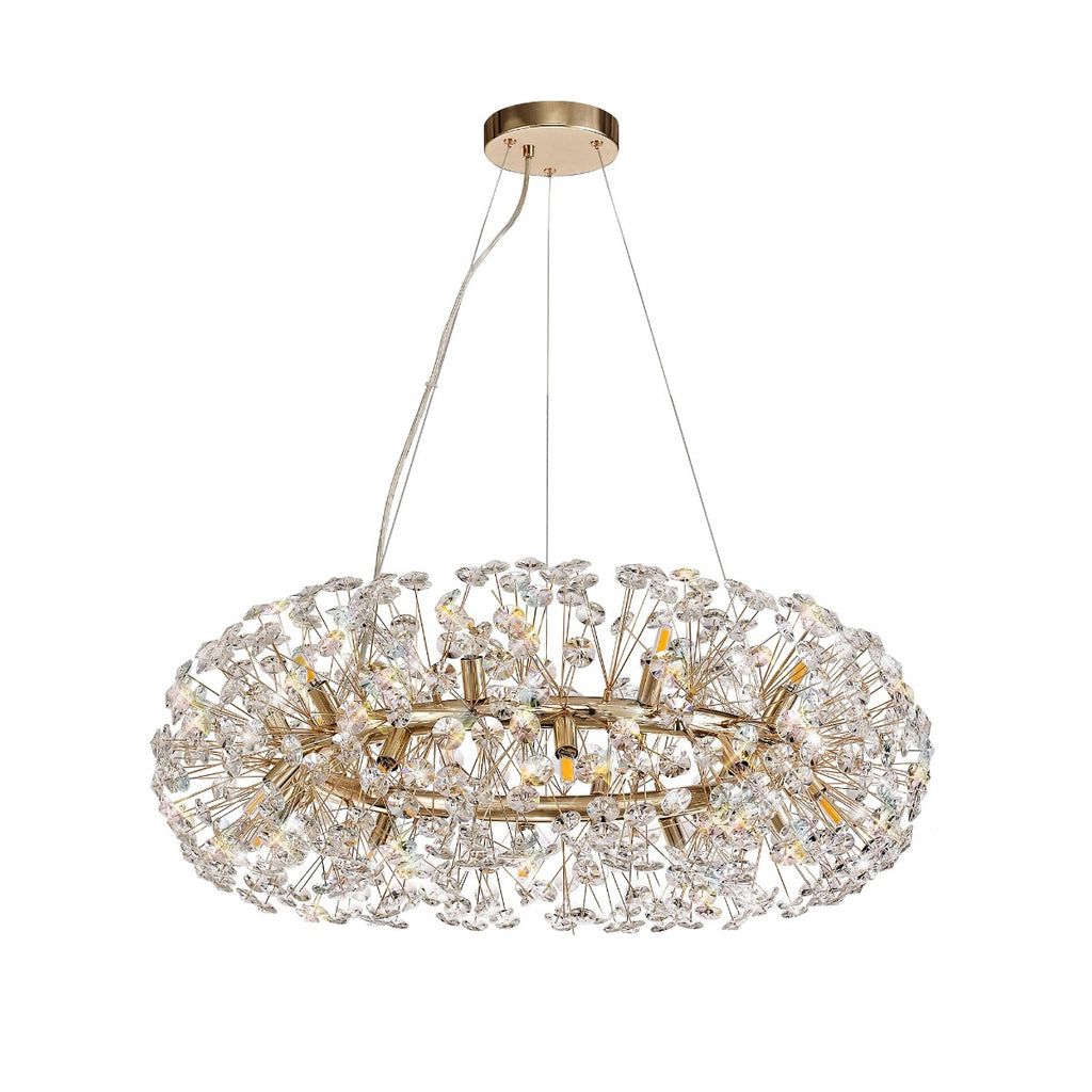 Regent Seyne 20 Light Pendant Light in French Gold with Crystal