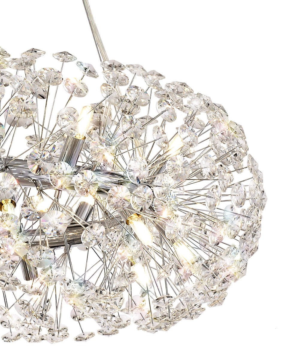 Regent Seyne 20 Light Pendant Light in Polished Chrome with Crystal