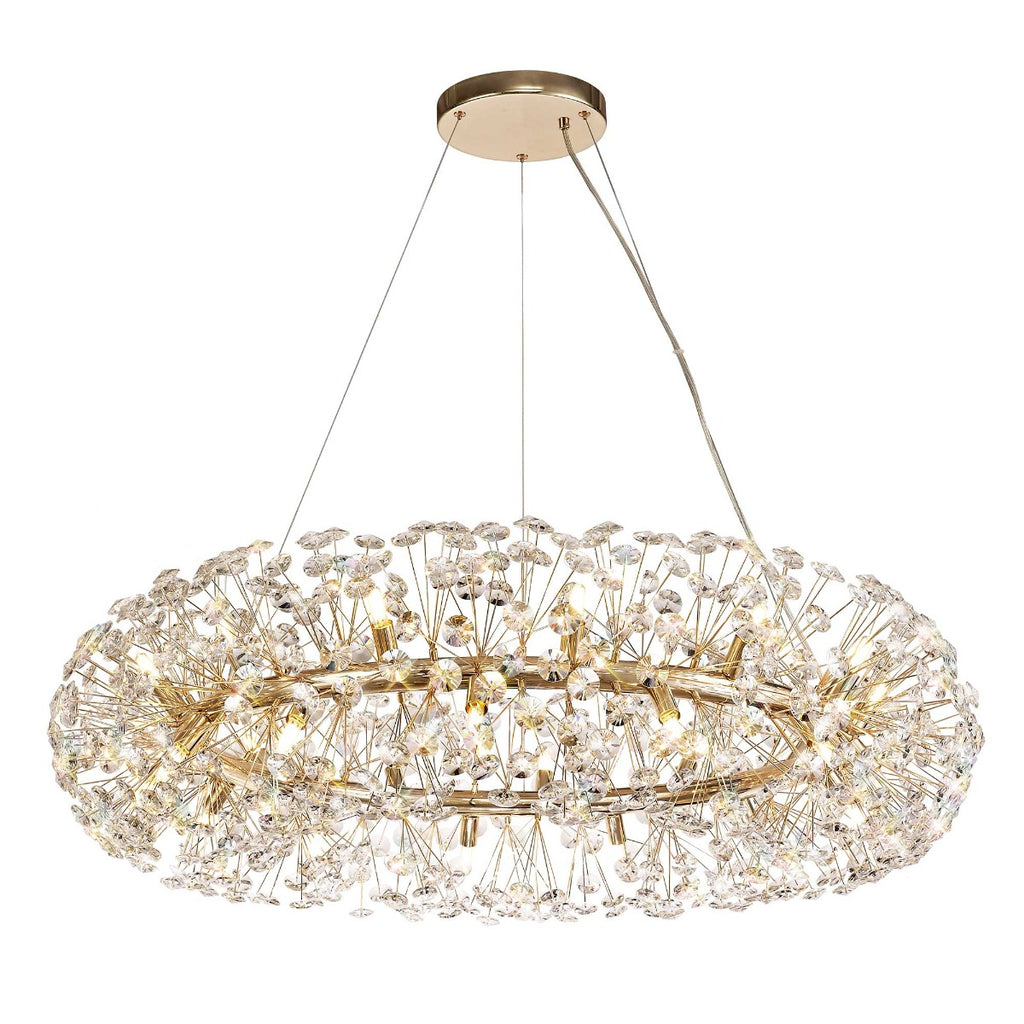 Regent Seyne 26 Light Pendant Light in French Gold with Crystal