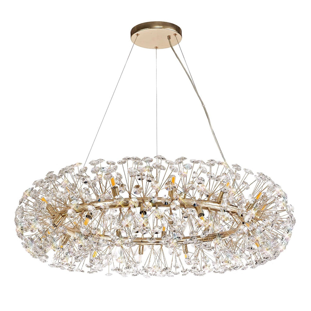 Regent Seyne 26 Light Pendant Light in French Gold with Crystal