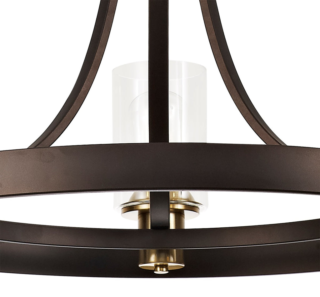 Regent Versailles 3 Light Pendant Light in Brown Oxide Bronze with Clear Glass Shades