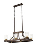 Regent Versailles Linear 6 Light Pendant Light in Brown Oxide Bronze with Clear Glass Shades
