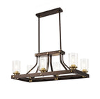 Regent Versailles Linear 6 Light Pendant Light in Brown Oxide Bronze with Clear Glass Shades