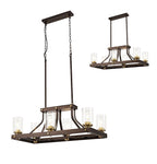 Regent Versailles Linear 6 Light Pendant Light in Brown Oxide Bronze with Clear Glass Shades