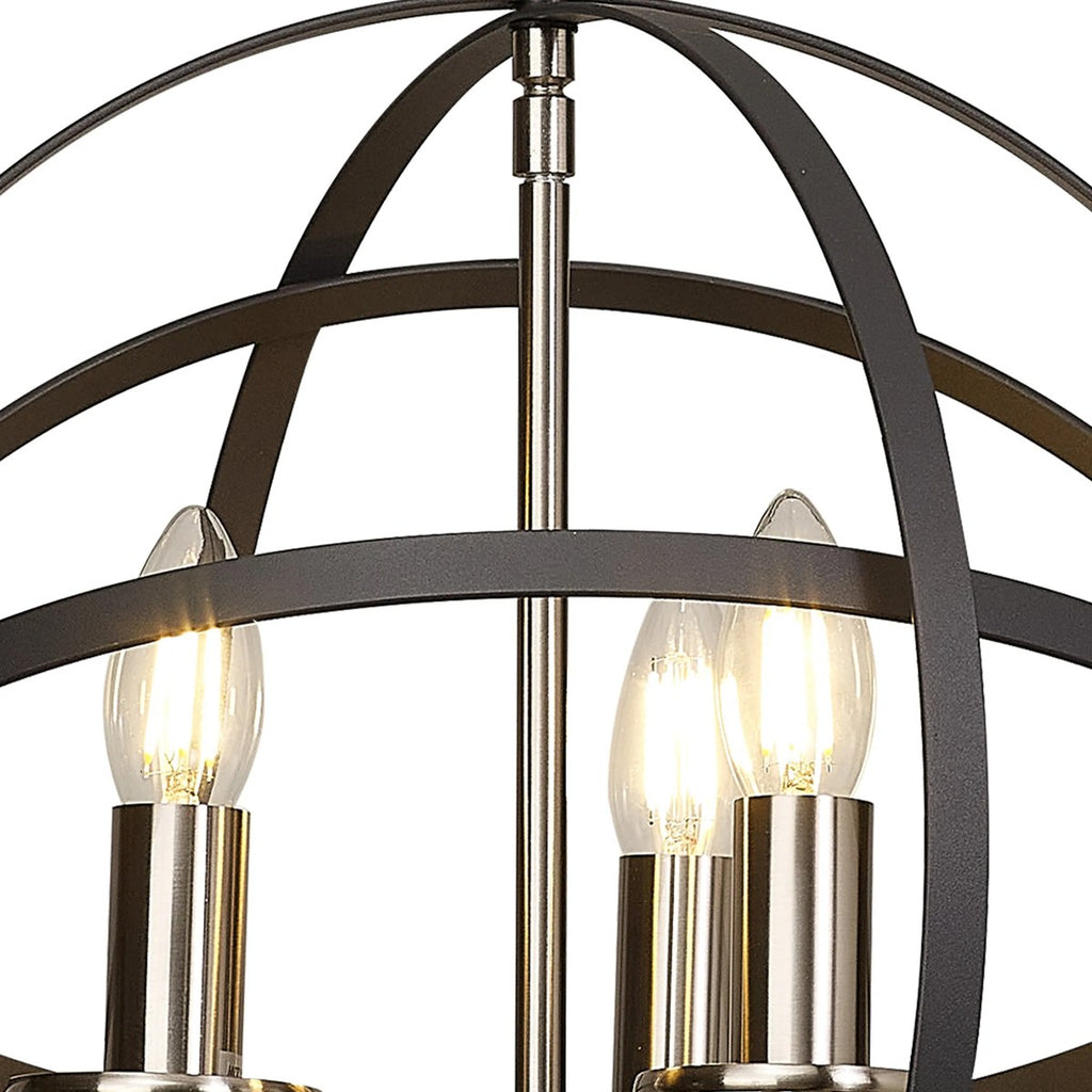 Regent Reims 3 Light 400mm Adjustable Rings Pendant Light - Satin Nickel / Anthracite