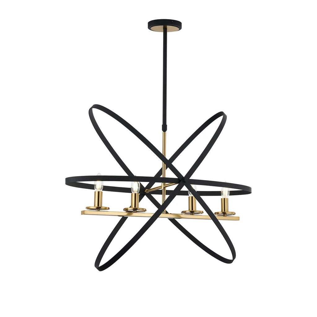 Regent Reims 4 Light Adjustable Rings Pendant 850mm - Gold / Black