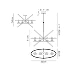 Regent Reims 4 Light Adjustable Rings Pendant 850mm - dimensions
