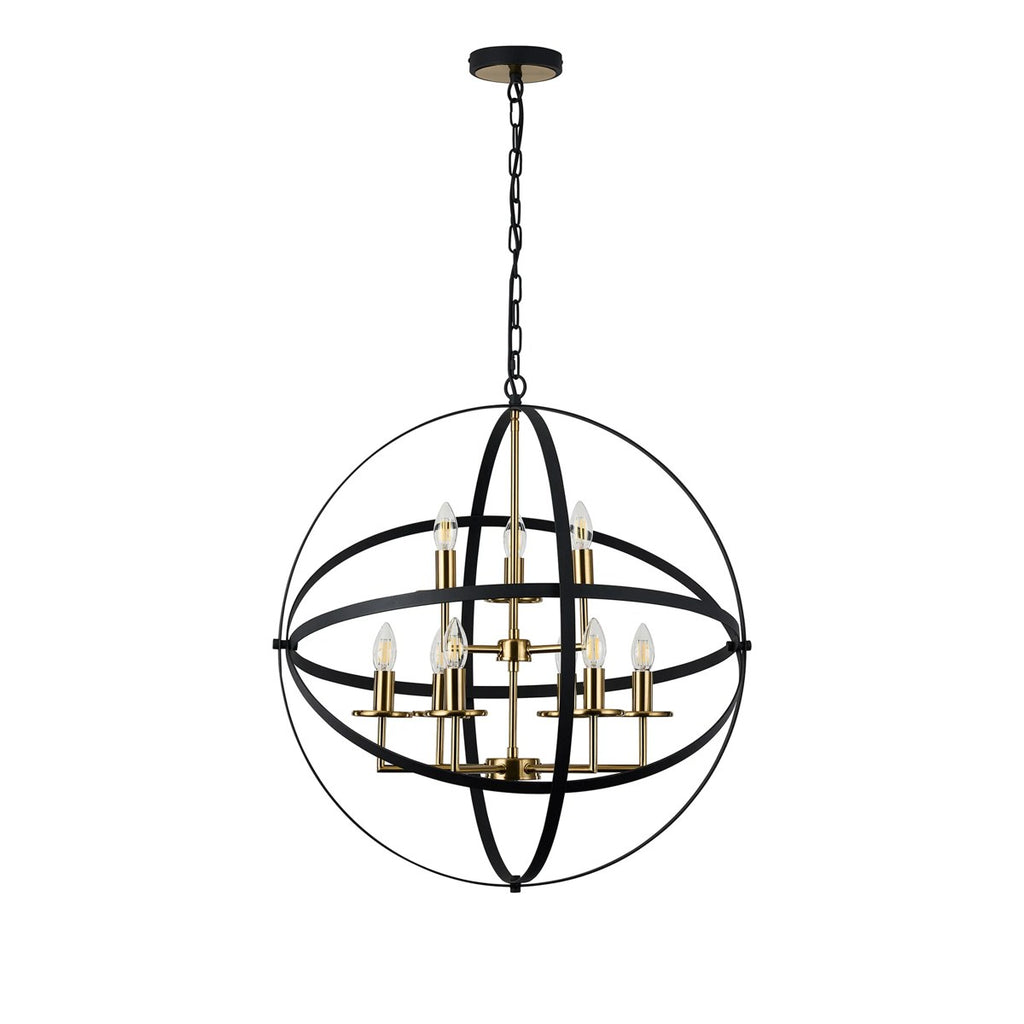 Regent Reims 9 Light 710mm Adjustable Rings Pendant Light - Gold / Black