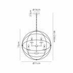 Regent Reims 9 Light 710mm Adjustable Rings Pendant Light - dimensions