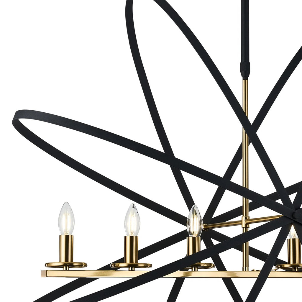 Regent Reims 6 Light 1150mm Oval Pendant / Semi Ceiling Light - Gold / Black